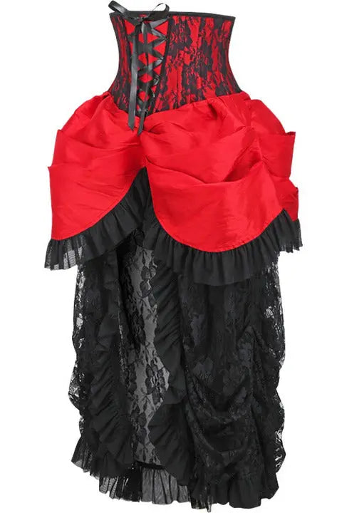 Top Drawer Steel Boned Red/Black Lace Victorian Bustle Underbust Corset Dress Daisy Corsets