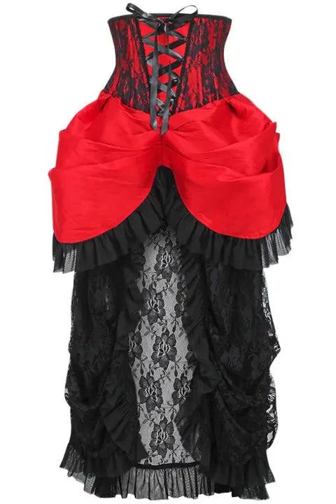 Top Drawer Steel Boned Red/Black Lace Victorian Bustle Underbust Corset Dress Daisy Corsets