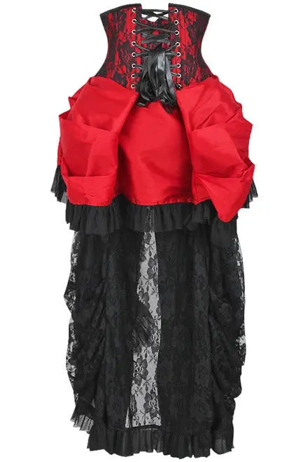 Top Drawer Steel Boned Red/Black Lace Victorian Bustle Underbust Corset Dress Daisy Corsets
