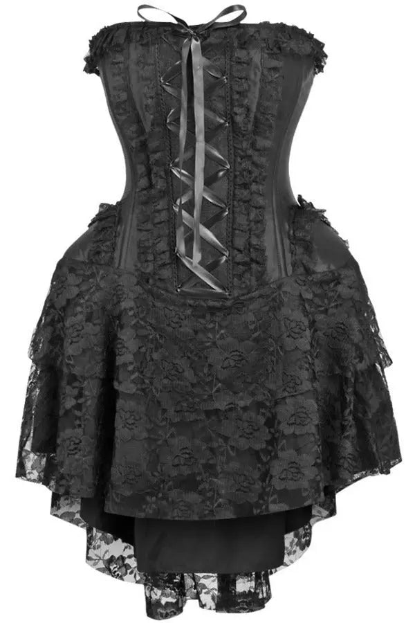 Top Drawer Steel Boned Strapless Black Lace Victorian Corset Dress Daisy Corsets