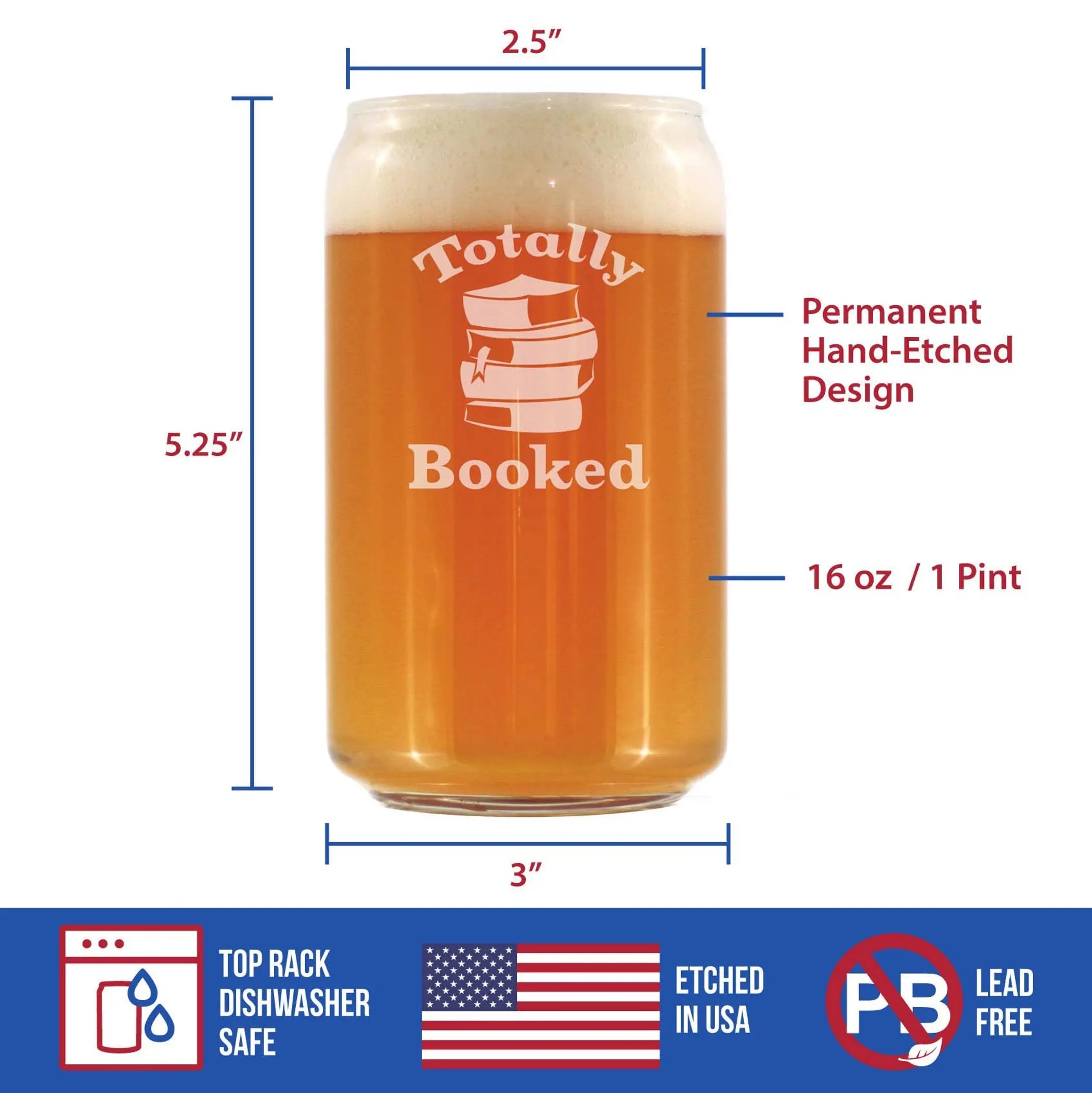 Totally Booked Beer Can Pint Glass - Book Reader Gifts Bevvee
