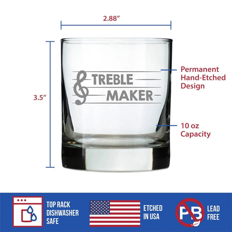 Treble Maker Whiskey Rocks Glass - Funny Musician Gifts Bevvee
