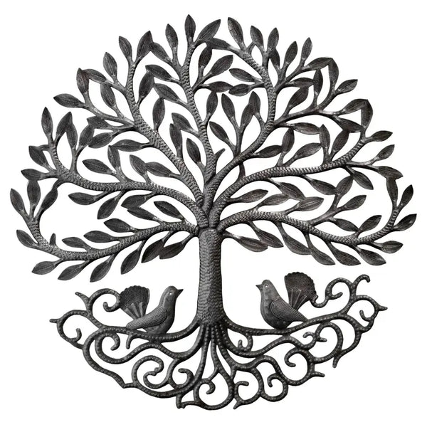 Tree with 2 Birds on the Ground Le Primitif Galleries