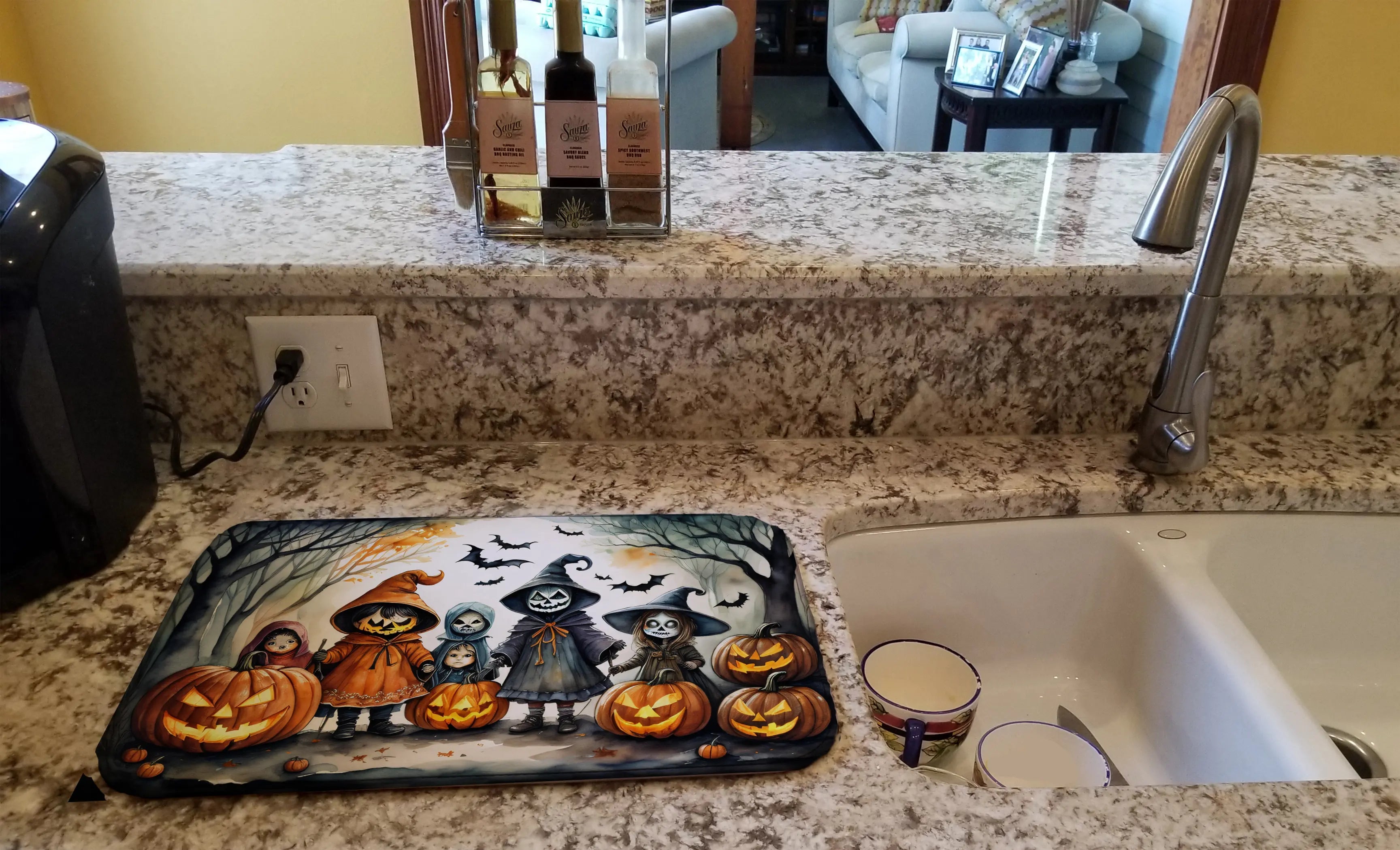 Trick or Treaters Spooky Halloween Dish Drying Mat Caroline's Treasures