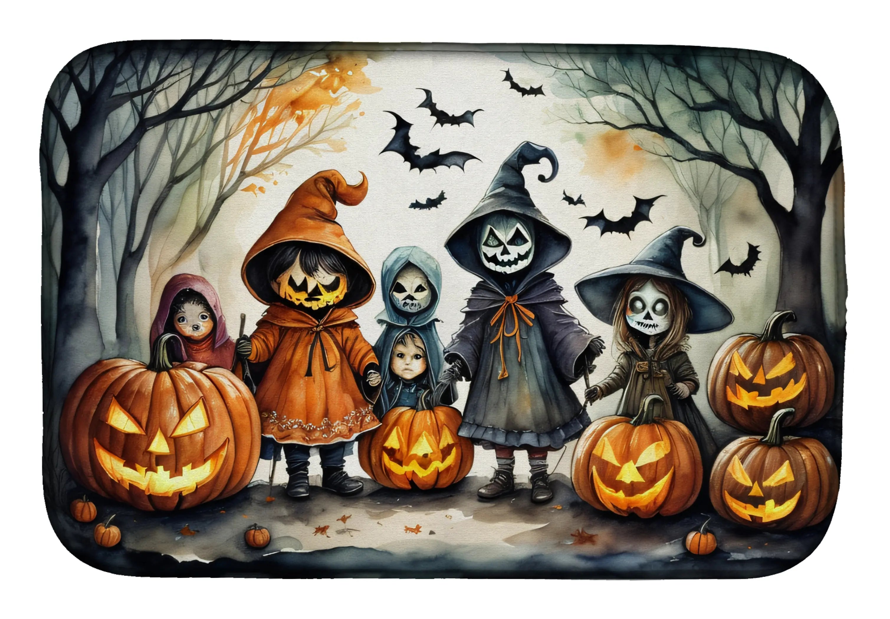 Trick or Treaters Spooky Halloween Dish Drying Mat Caroline's Treasures