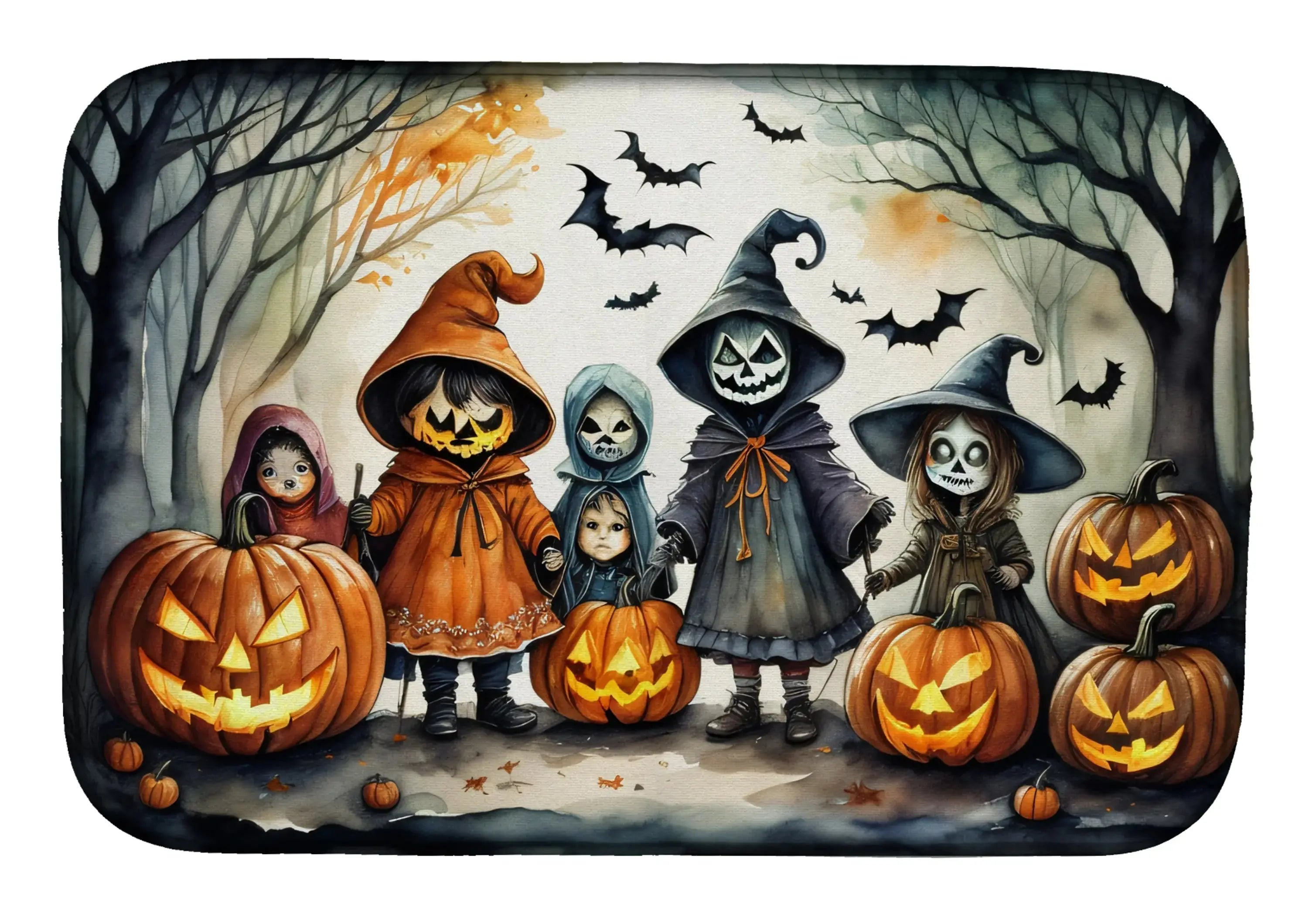 Trick or Treaters Spooky Halloween Dish Drying Mat Caroline's Treasures