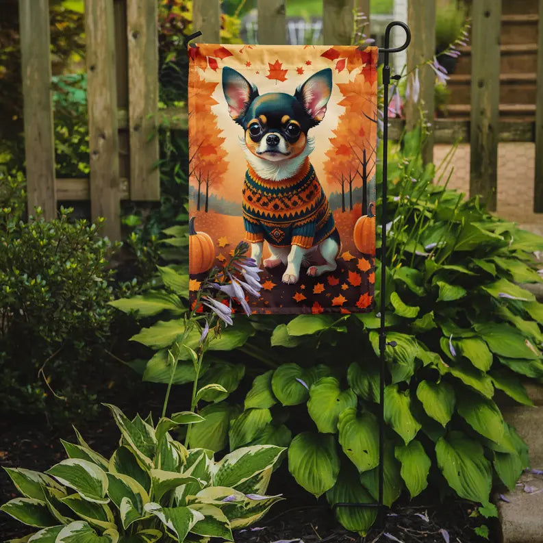 Tricolor Chihuahua Fall Garden Flag Caroline's Treasures