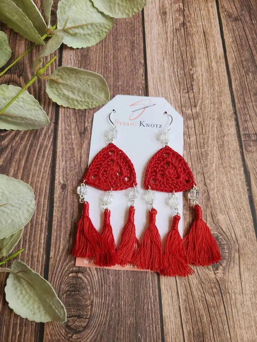 Triple Tassel Earrings Sysaic Knotz