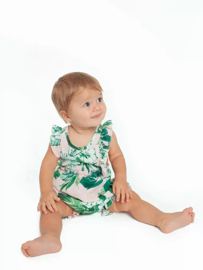 Tropical Floral Bubble Romper Little Mass