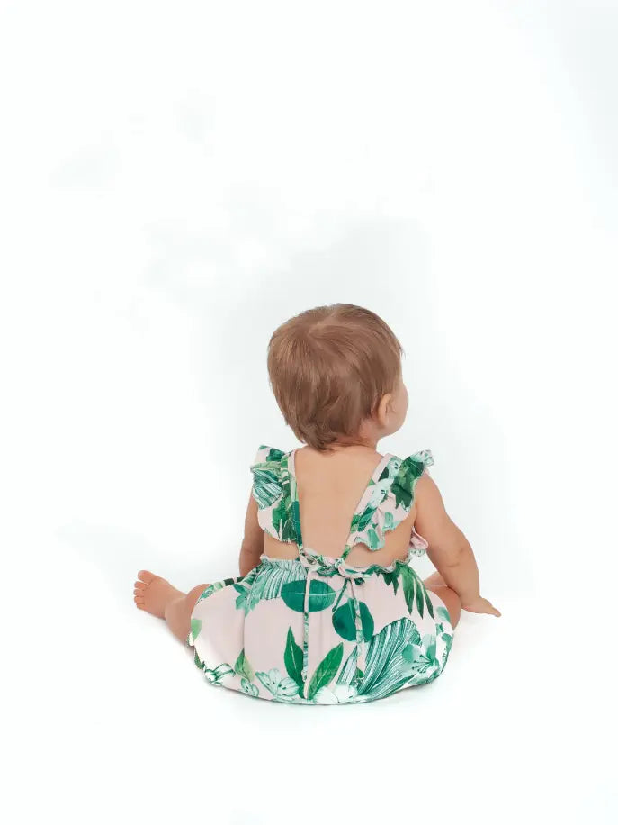 Tropical Floral Bubble Romper Little Mass