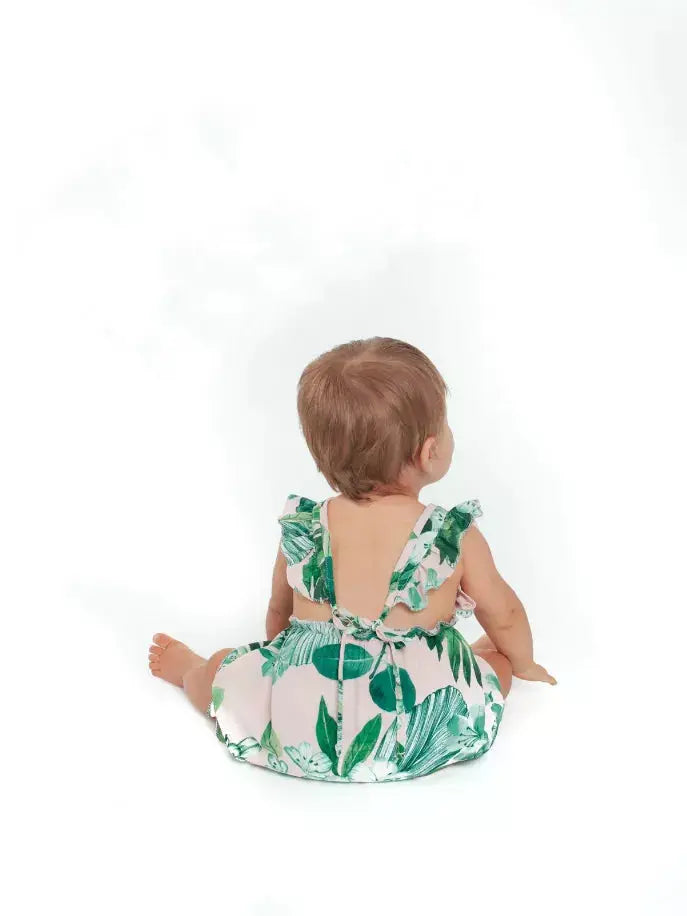 Tropical Floral Bubble Romper Little Mass