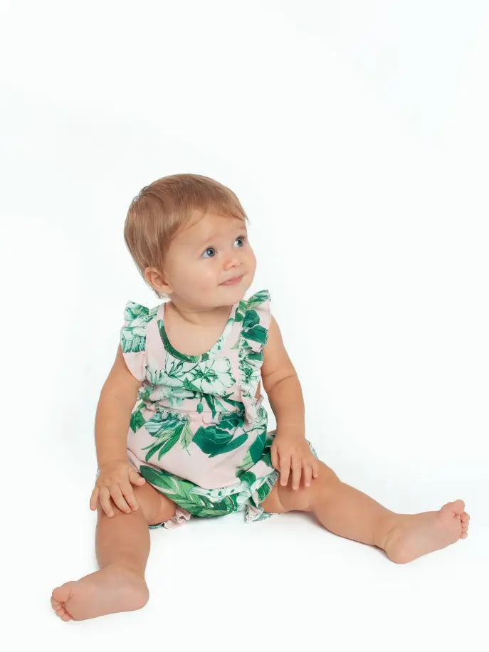 Tropical Floral Bubble Romper Little Mass