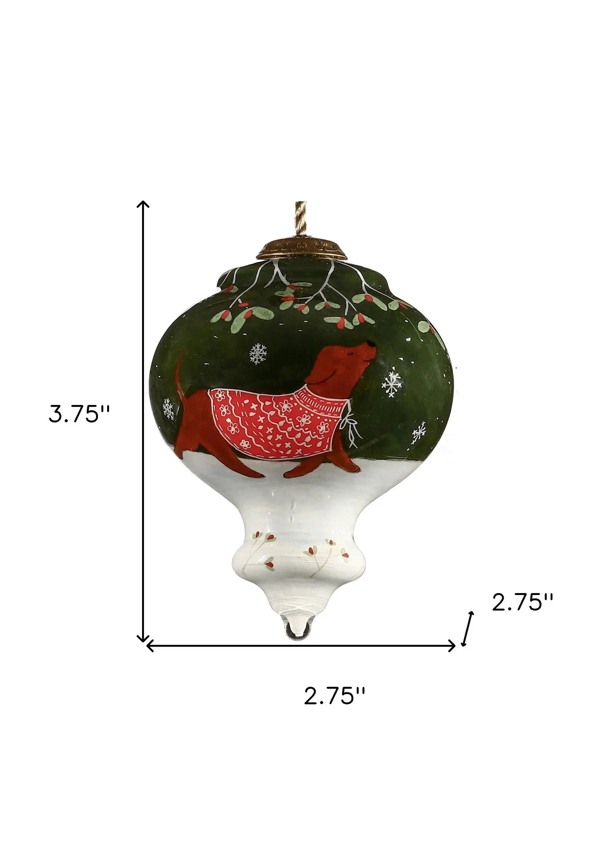 Trotting Dog in Comfy Christmas Attire Hand Painted Mouth Blown Glass Ornament Homeroots Home Decor