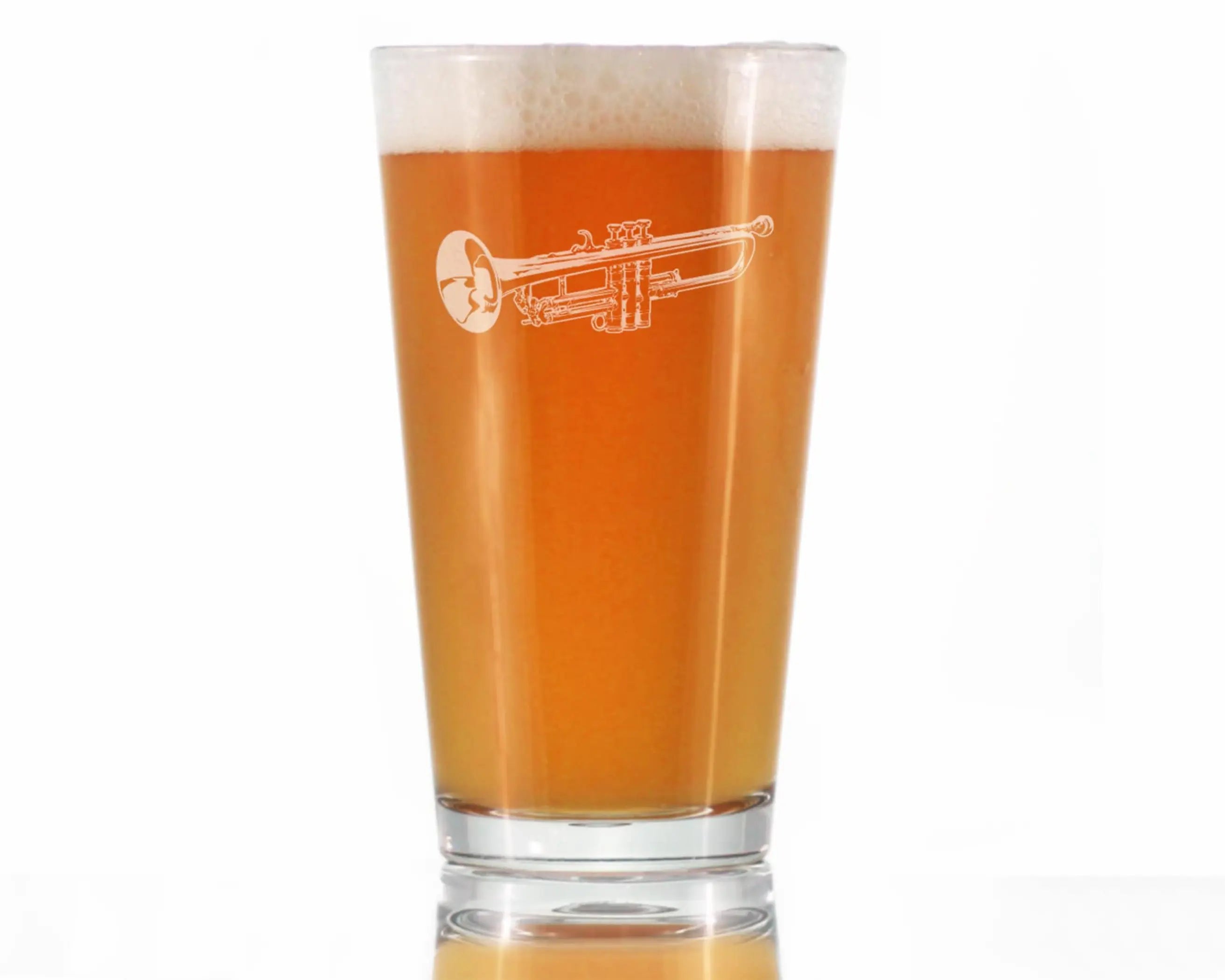 Trumpet Pint Glass for Beer - Trumpeter Musicians Gifts Bevvee
