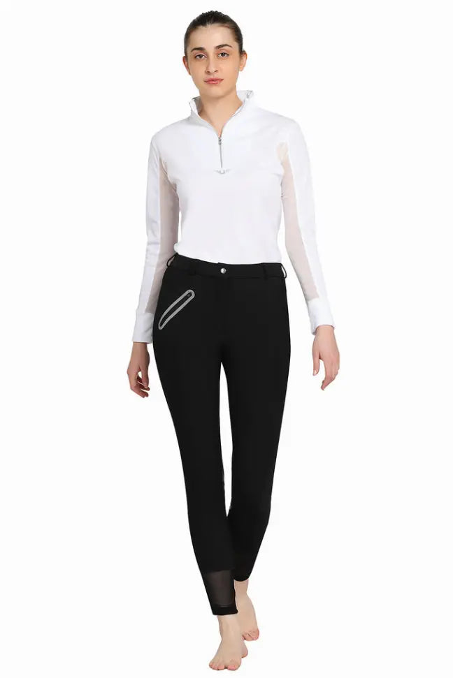 Tuffrider Tiffany Ribbed Breech With Silicone Knee Patch JPC Equestrian