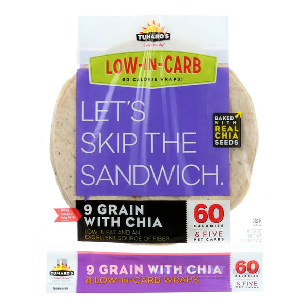 Tumaro's 8-inch 9 Grains And Seeds Carb Wise Wraps - Case Of 6 - 8 Ct Tumaro's