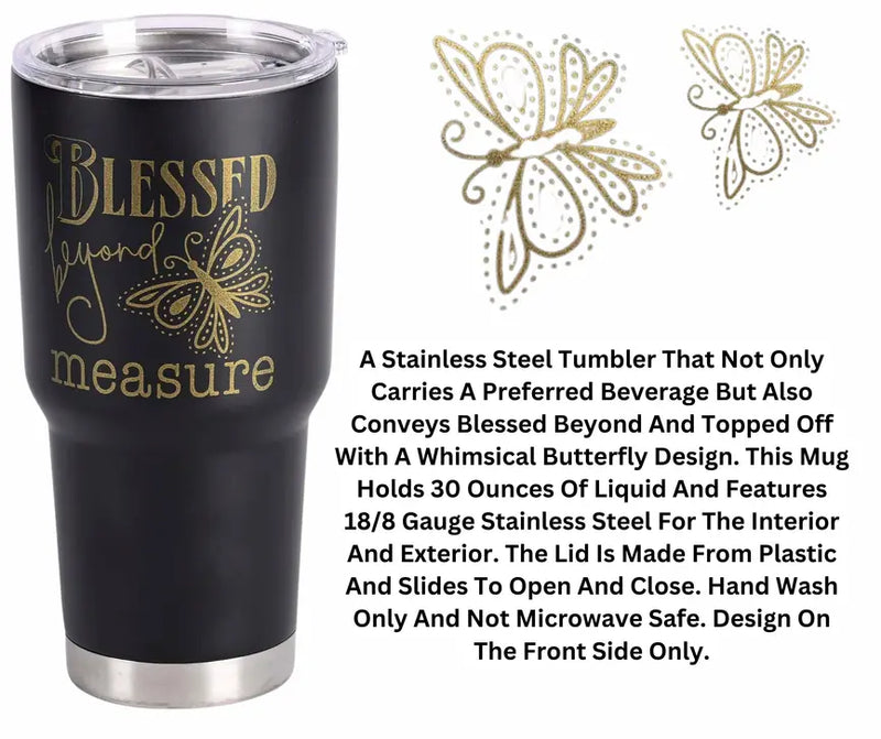 Tumbler Blessed Beyond Black 30 Oz Dicksons Inc