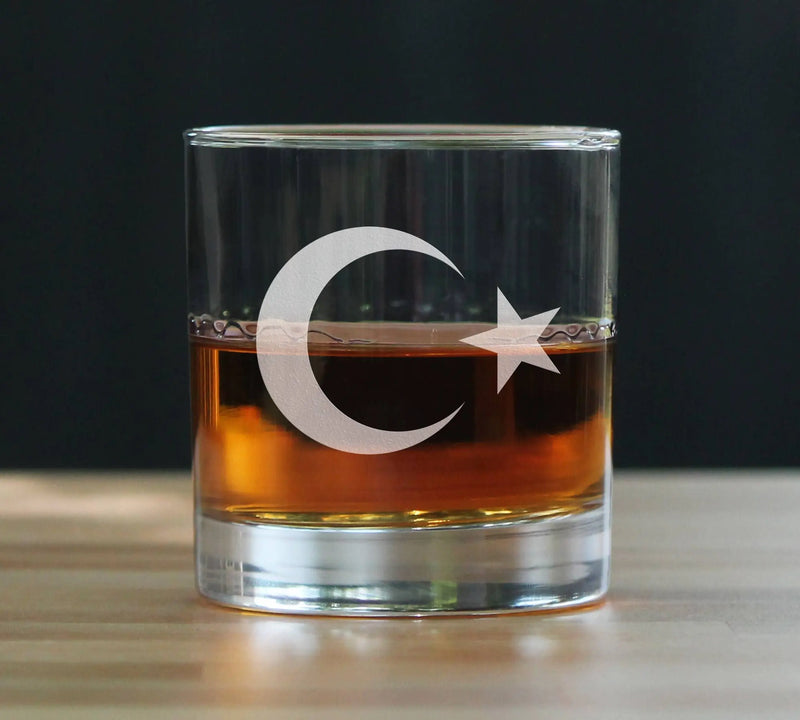 Turkey Flag Whiskey Rocks Glass - Turkish Gifts and Decor Bevvee