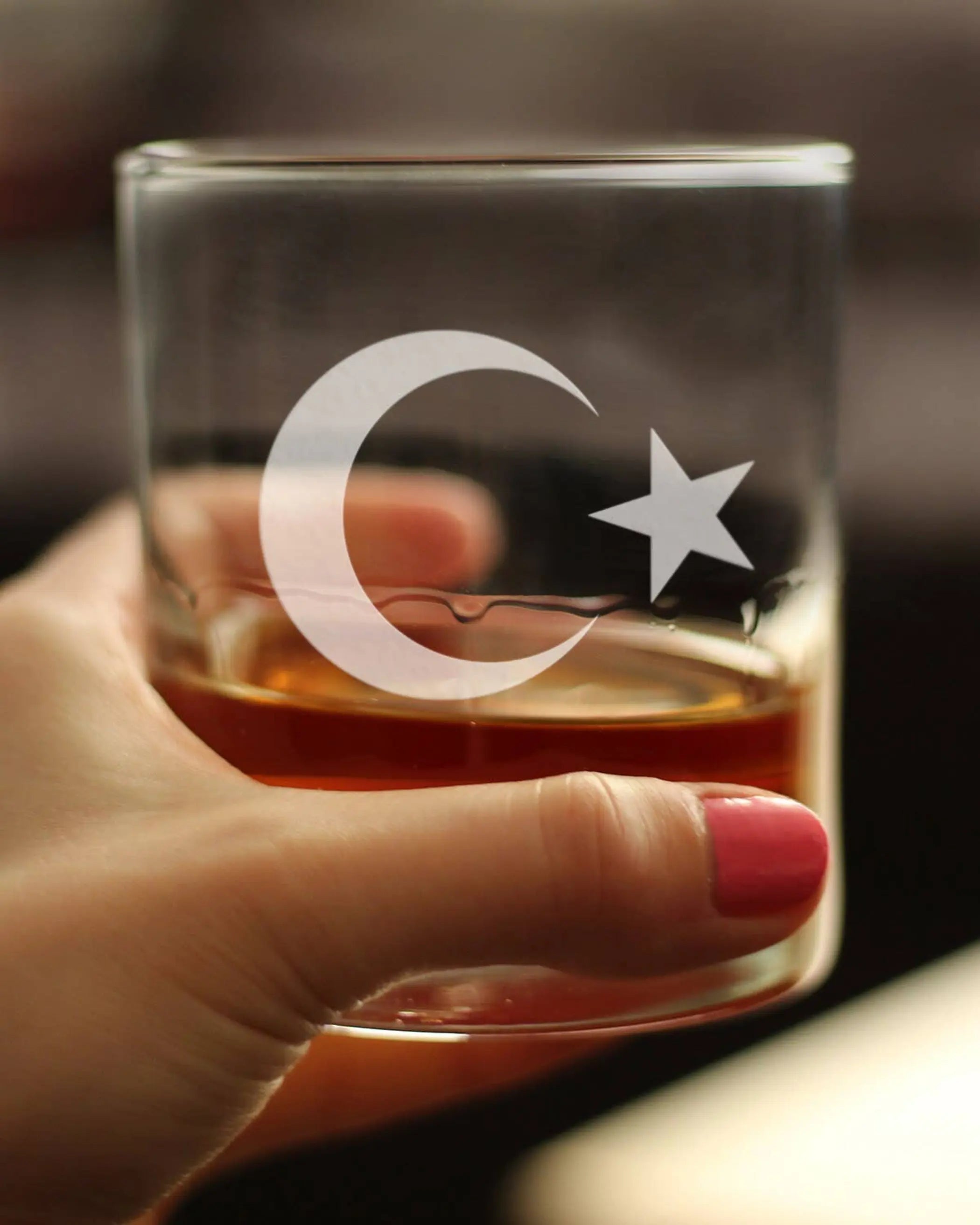 Turkey Flag Whiskey Rocks Glass - Turkish Gifts and Decor Bevvee