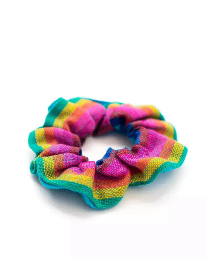 Turquoise Rainbow Woven Scrunchie Vi Bella