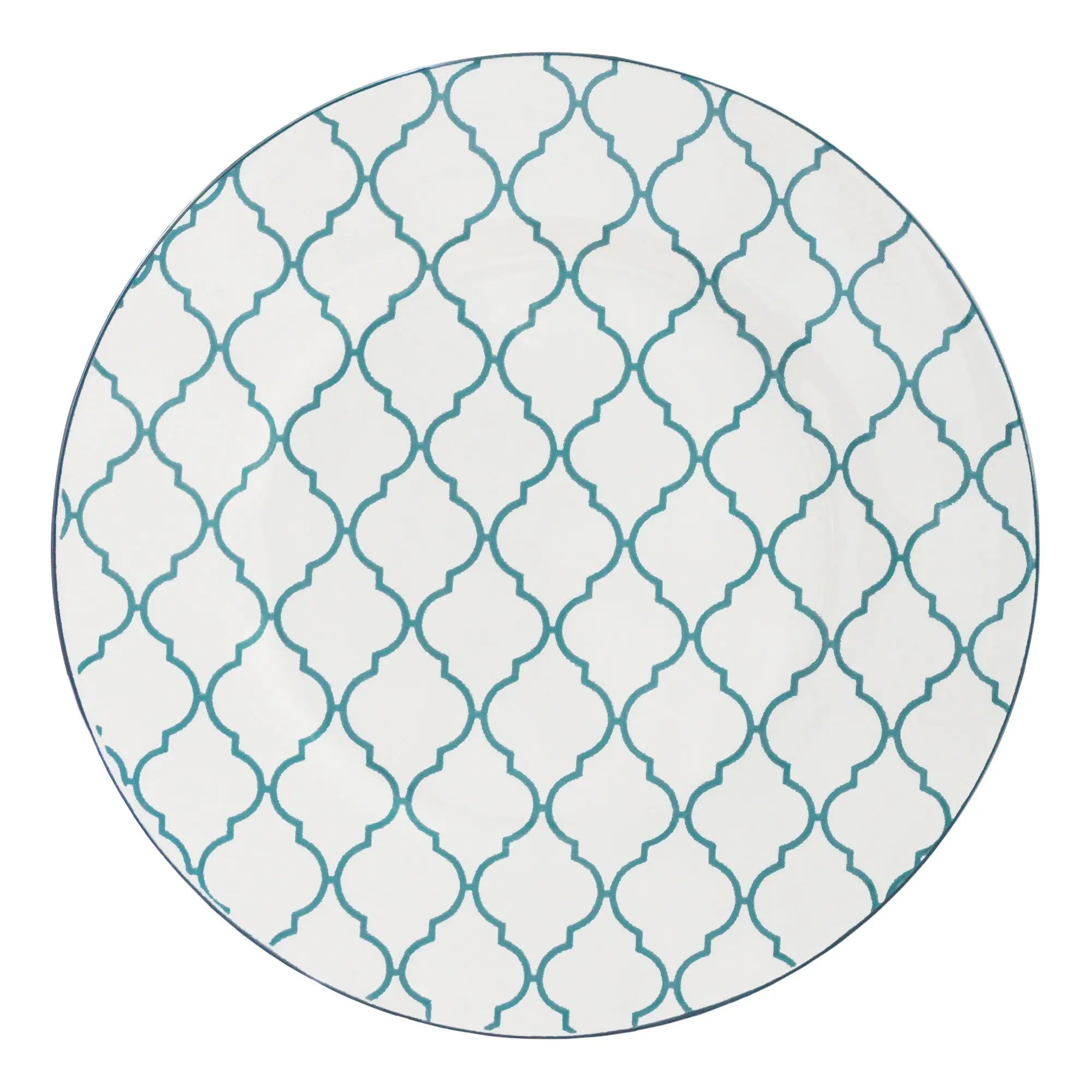 Turquoise Sixteen Piece Round Trellis Ceramic Service For Four Dinnerware Set Homeroots Kitchen & Dining