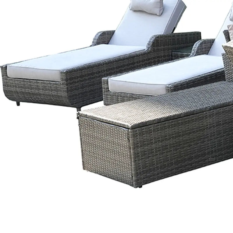 Twelve Piece Gray Wicker Multiple Chairs Seating Group With Fire Pit And Table Homeroots Outdoor