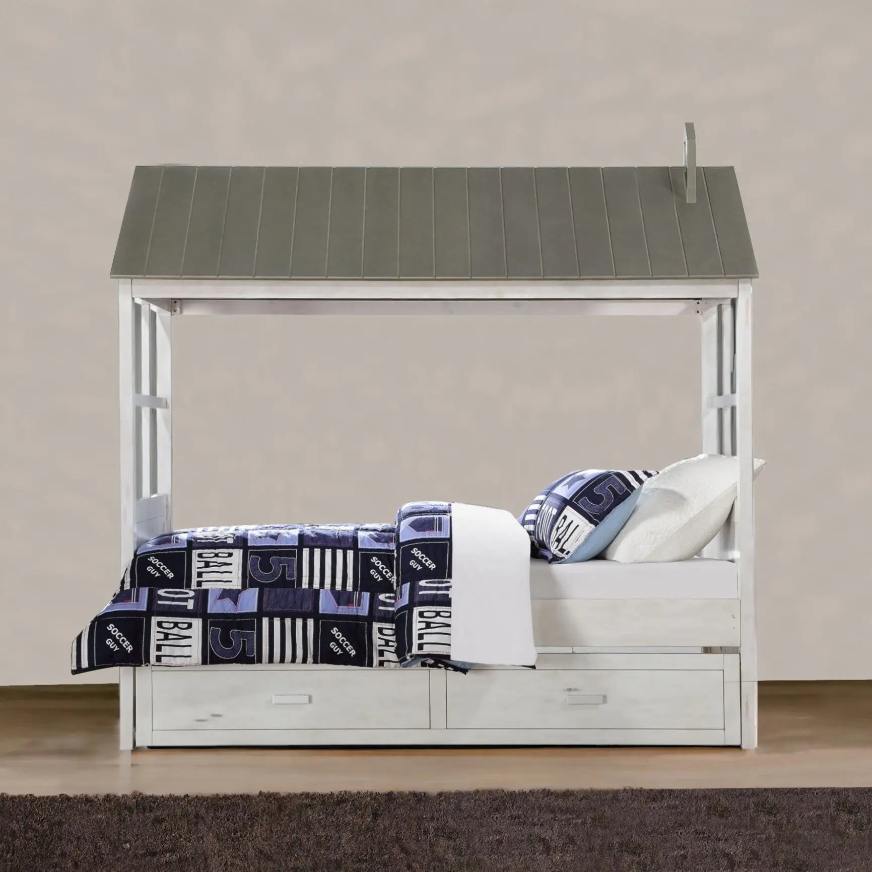 Twin White Two Drawers Bed Homeroots Bed & Bath