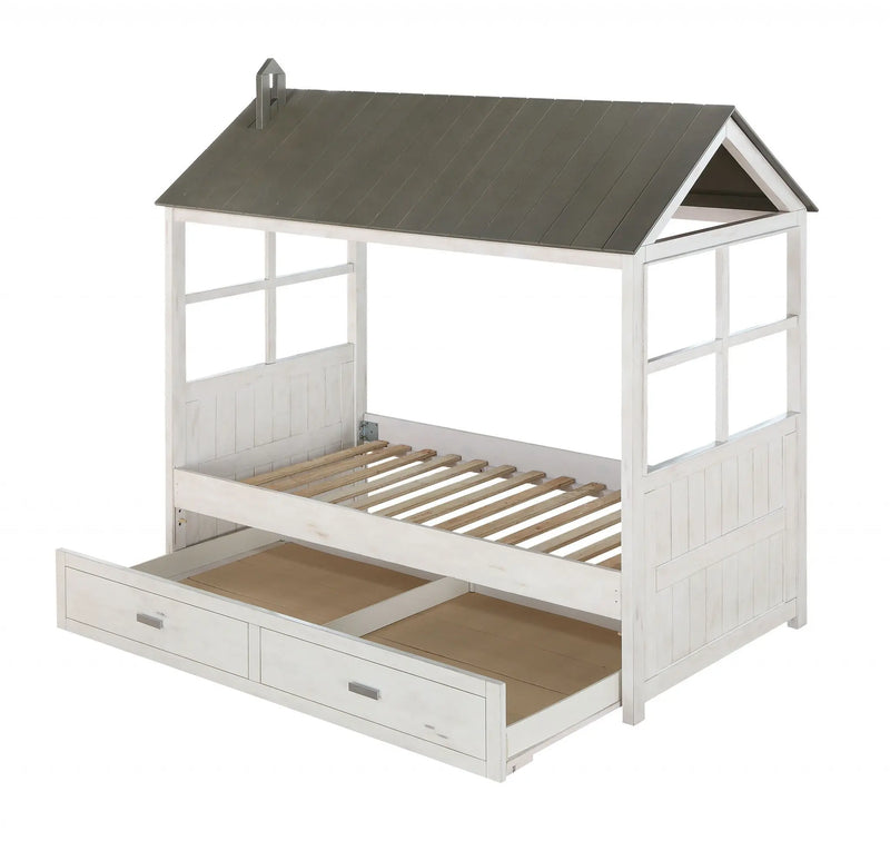 Twin White Two Drawers Bed Homeroots Bed & Bath
