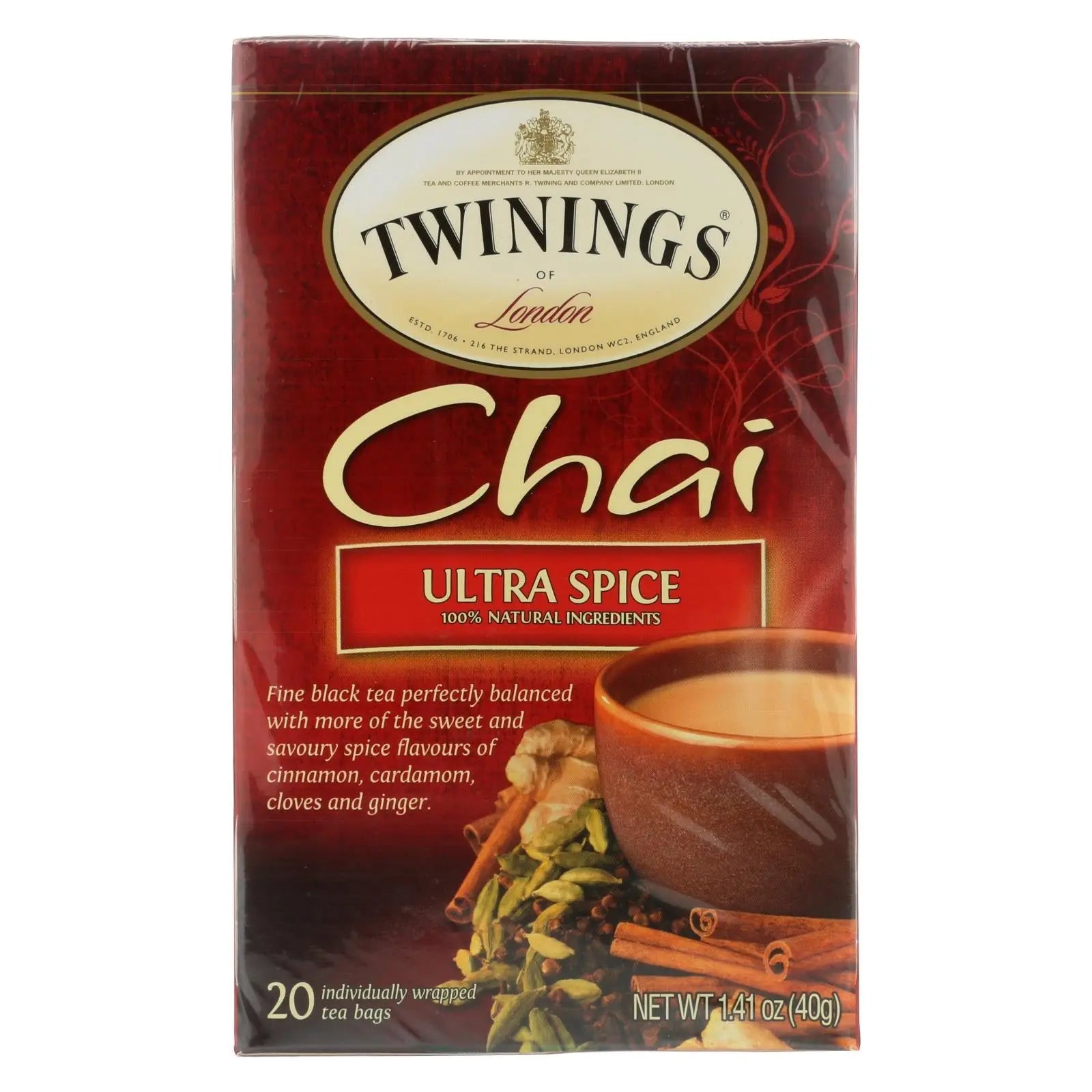 Twinings Tea Chai - Ultra Spice - Case Of 6 - 20 Bags Twinings Tea