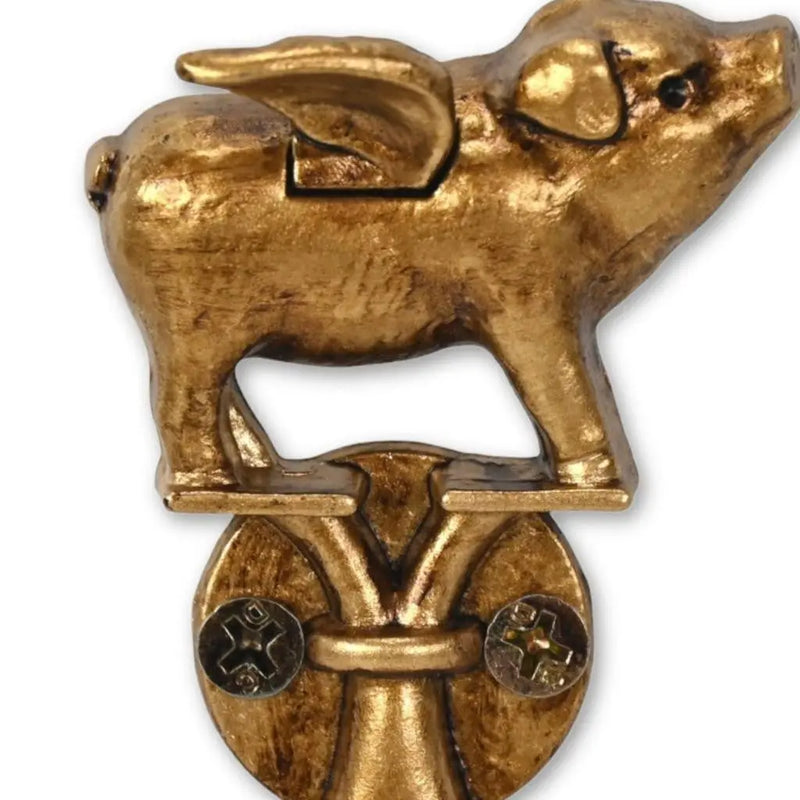 Two Hook 2" Antiqued Gold Cast Iron Pig Wall Hooks Homeroots Organization