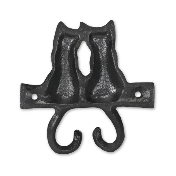 Two Hook 5" Black Cast Iron Cats Wall Hook Homeroots Organization