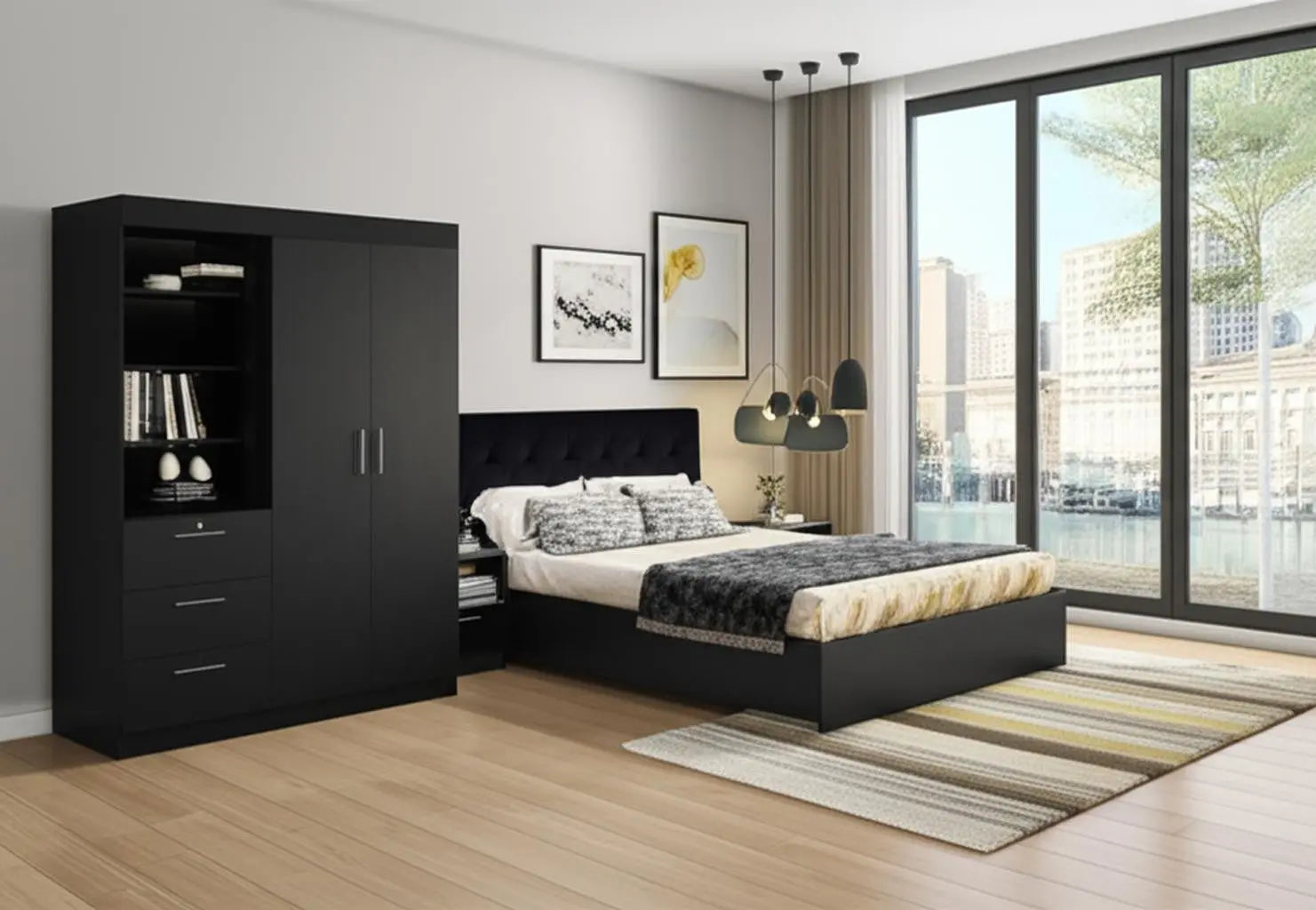 Two Piece Black Bedroom Set Homeroots Bed & Bath