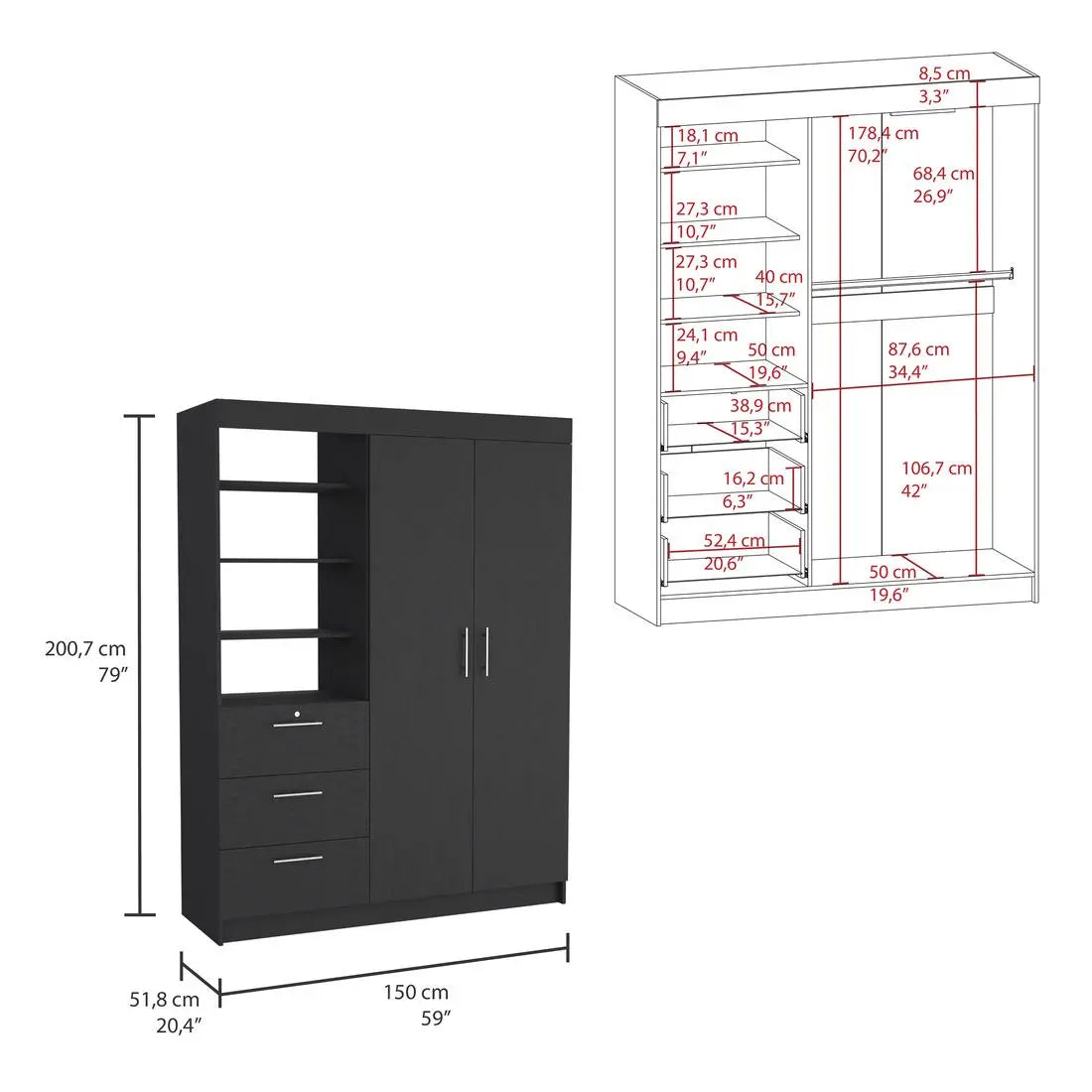 Two Piece Black Bedroom Set Homeroots Bed & Bath