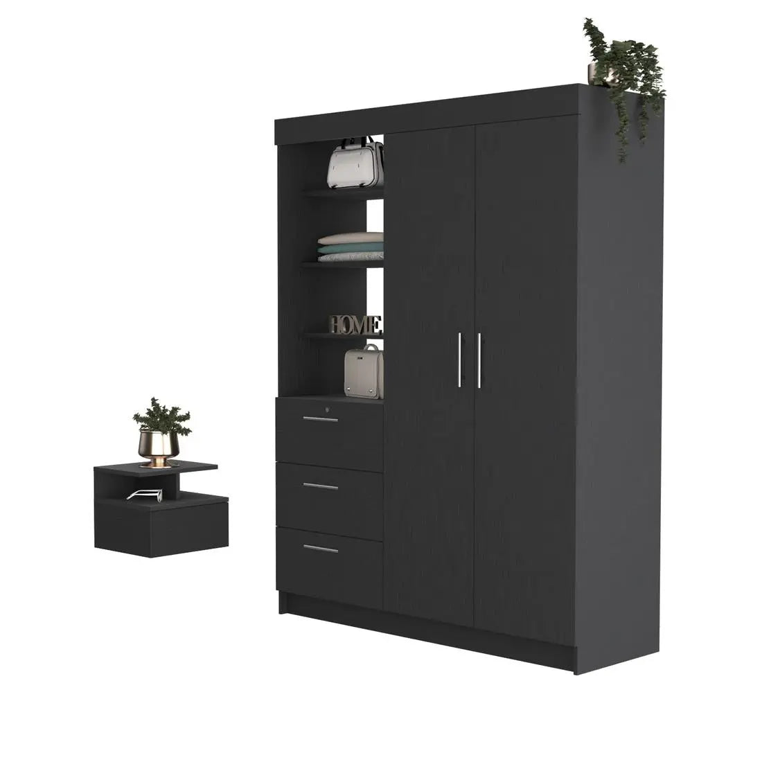 Two Piece Black Bedroom Set Homeroots Bed & Bath