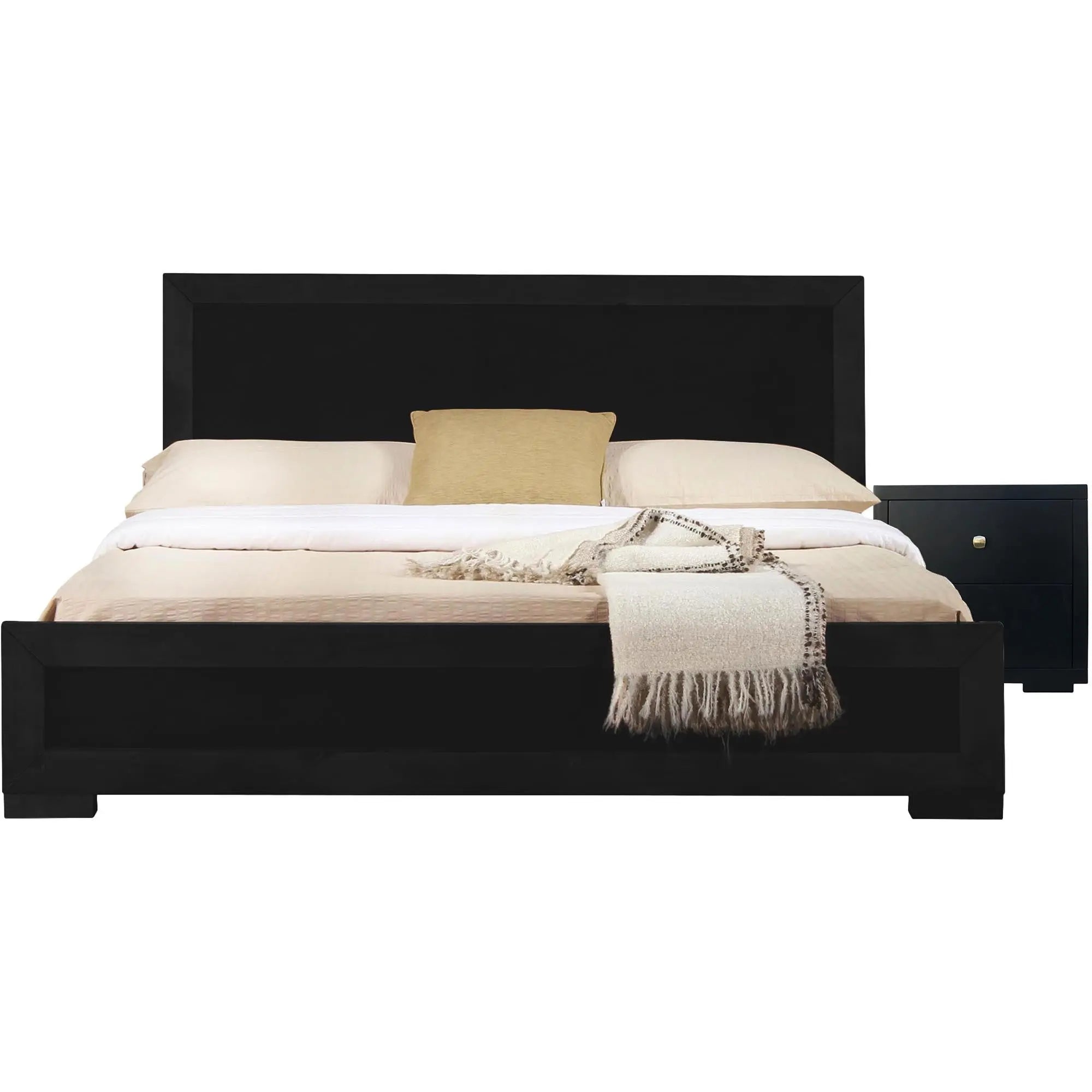 Two Piece Black Solid and Manufactured Wood Bedroom Set Homeroots Bed & Bath