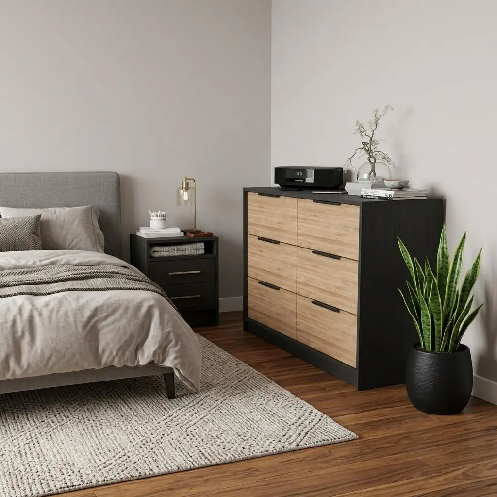 Two Piece Black and Gray Bedroom Set Homeroots Bed & Bath