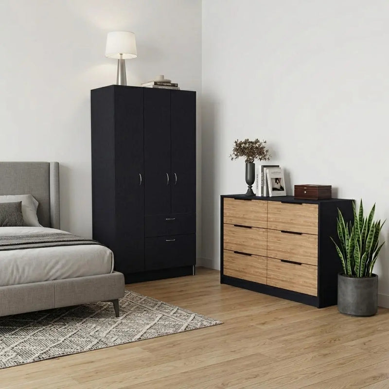 Two Piece Brown and Black Bedroom Set Homeroots Bed & Bath