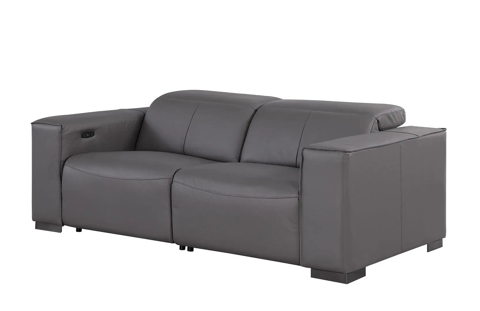 Two Piece Dark Gray Genuine Leather Five Person Seating Set Homeroots Living Room