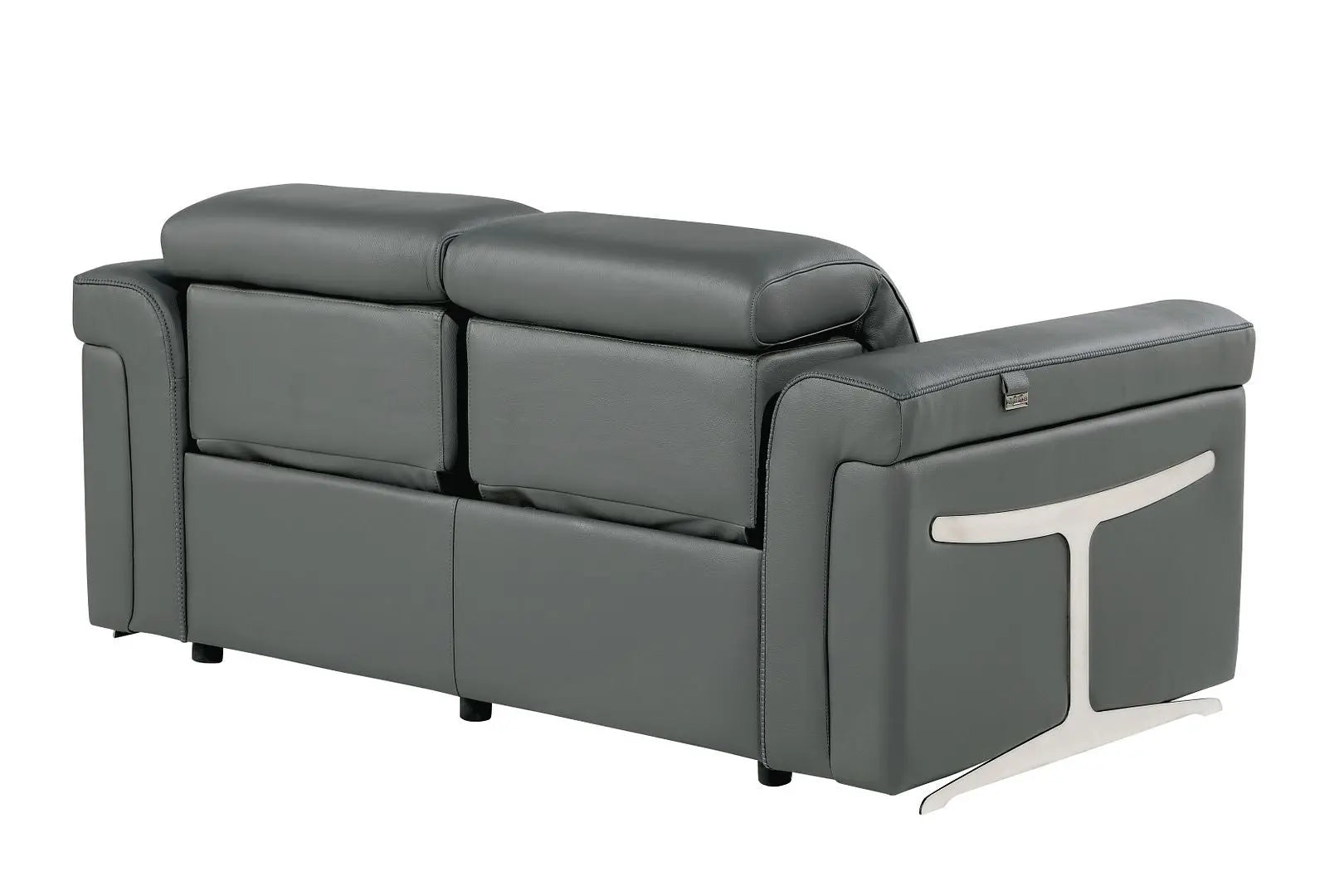 Two Piece Dark Gray Italian Leather Five Person Seating Set Homeroots Living Room