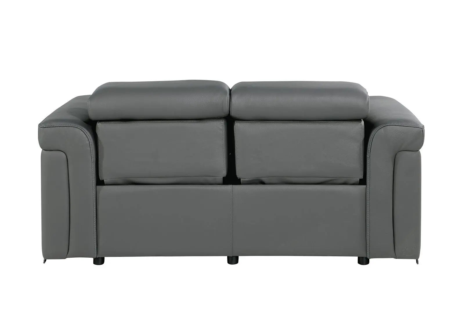 Two Piece Dark Gray Italian Leather Five Person Seating Set Homeroots Living Room
