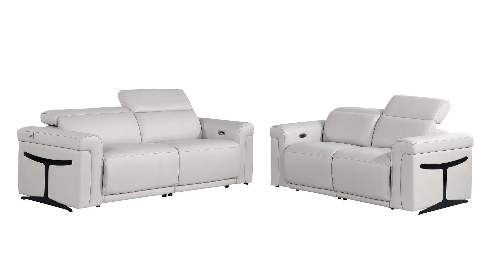 Two Piece Dark Gray Italian Leather Five Person Seating Set Homeroots Living Room