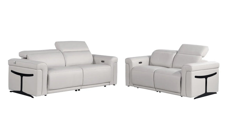 Two Piece Dark Gray Italian Leather Five Person Seating Set Homeroots Living Room