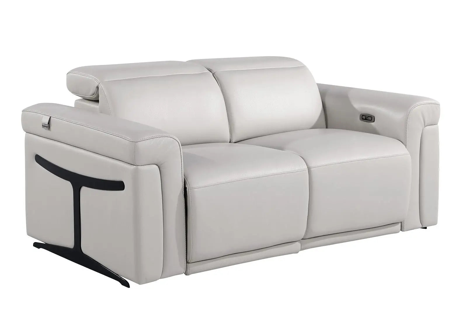 Two Piece Dark Gray Italian Leather Five Person Seating Set Homeroots Living Room