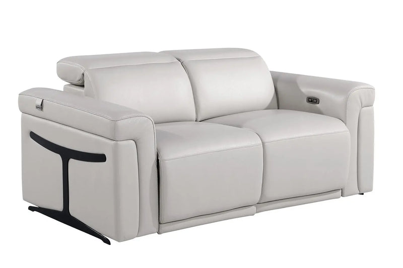 Two Piece Dark Gray Italian Leather Five Person Seating Set Homeroots Living Room