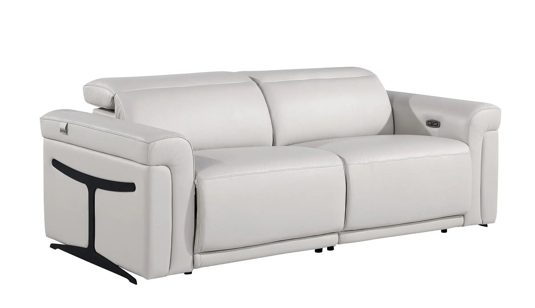 Two Piece Dark Gray Italian Leather Five Person Seating Set Homeroots Living Room