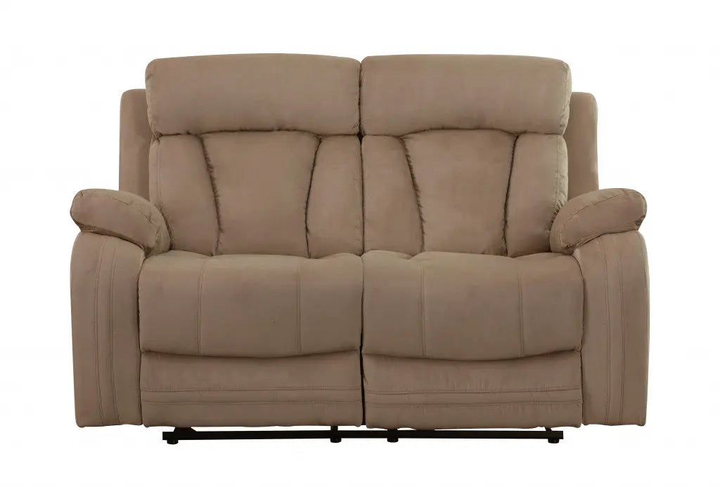 Two Piece Indoor Beige Microsuede Five Person Seating Set Homeroots Living Room