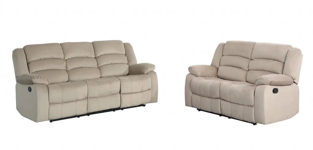 Two Piece Indoor Beige Microsuede Five Person Seating Set Homeroots Living Room