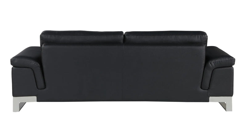 Two Piece Indoor Black Italian Leather Five Person Seating Set Homeroots Living Room