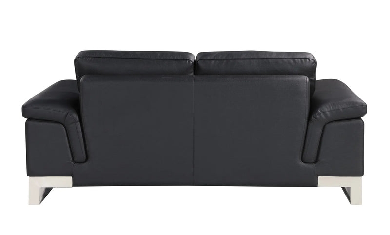 Two Piece Indoor Black Italian Leather Five Person Seating Set Homeroots Living Room
