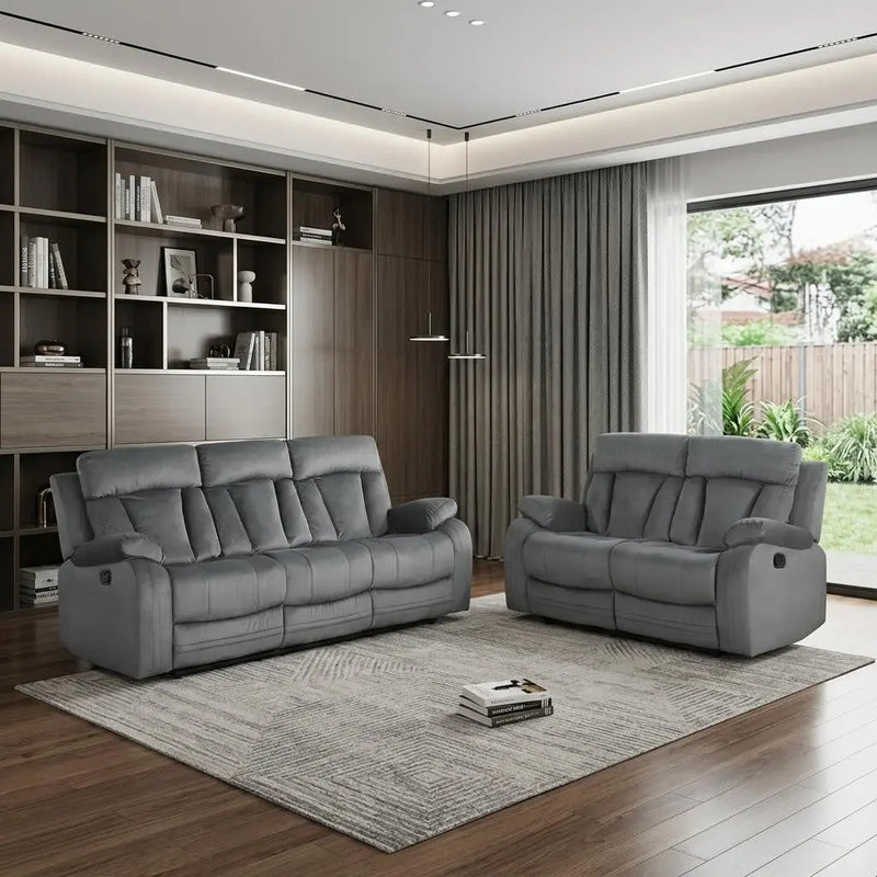 Two Piece Indoor Gray Microsuede Five Person Seating Set Homeroots Living Room